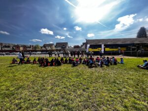 Trophy and medal presentation at the Accent on Education Newport Schools Rugby Finals.